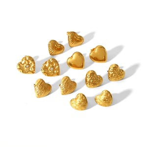 1 Pair Simple Sweet Style Heart Shape Stainless Steel  Gold Color Women's Stud Earrings h5 